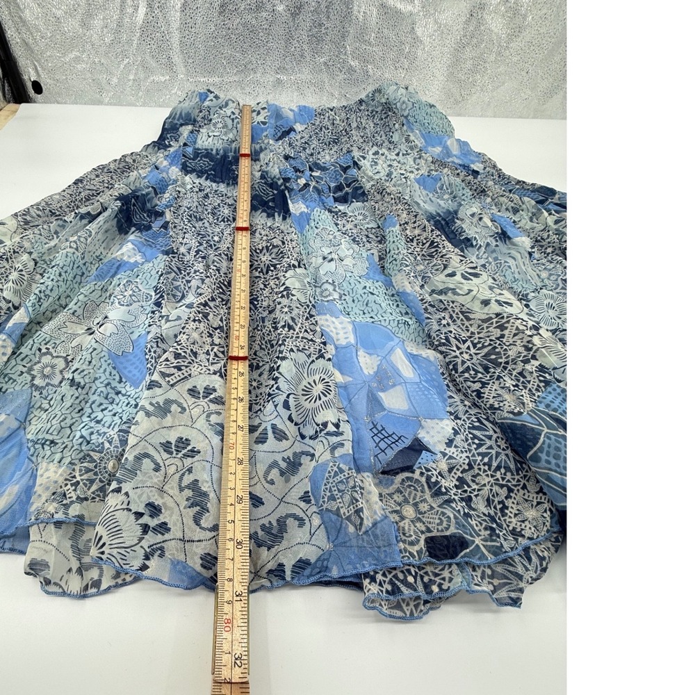 Christopher & Banks Blue Floral Pleated Midi Skirt Womens Large L - Picture 6 of 7